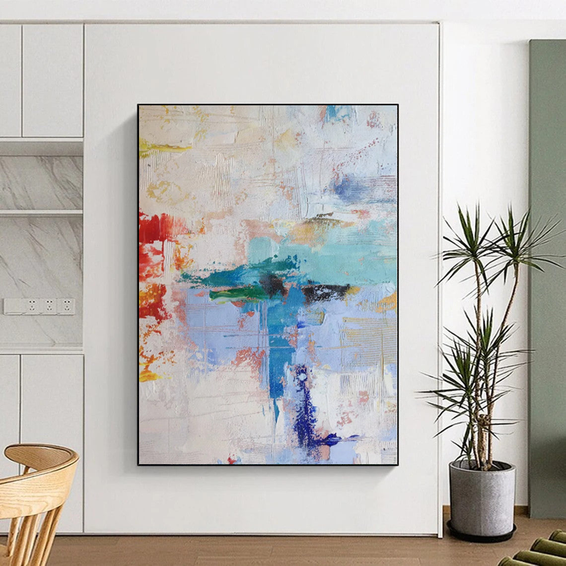 Monumental Abstract Painting for Indoor Waterfall Areas - Commissioned Oil on Canvas