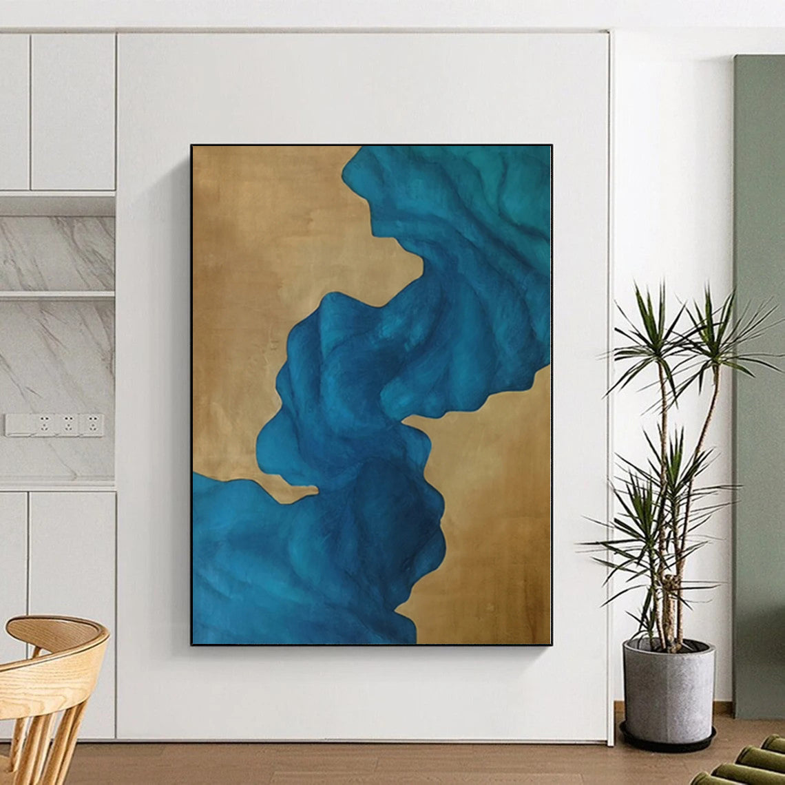 Grand Hand-Painted Abstract Painting for Hallway Stairwell Landing Walls