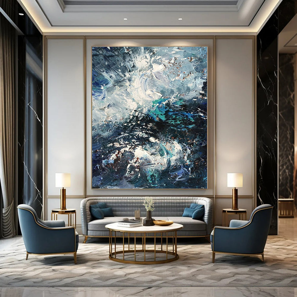 Custom Hand-Painted Abstract Mural for Living Room and Hotel Outdoor Terraces