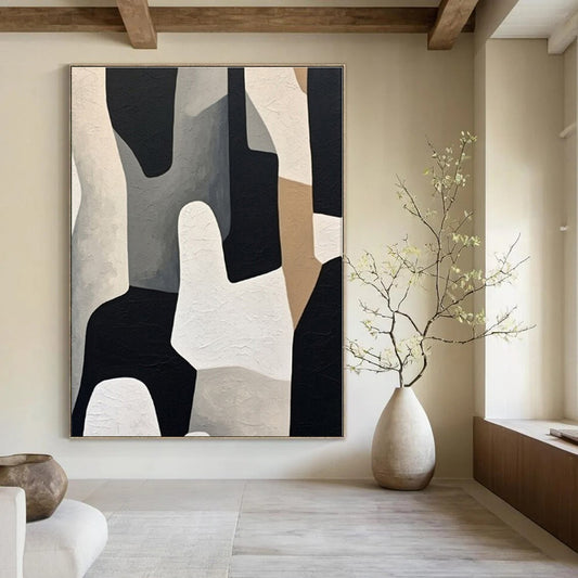 Large Hand-Painted Contemporary Abstract Wall Art for Office Private Offices