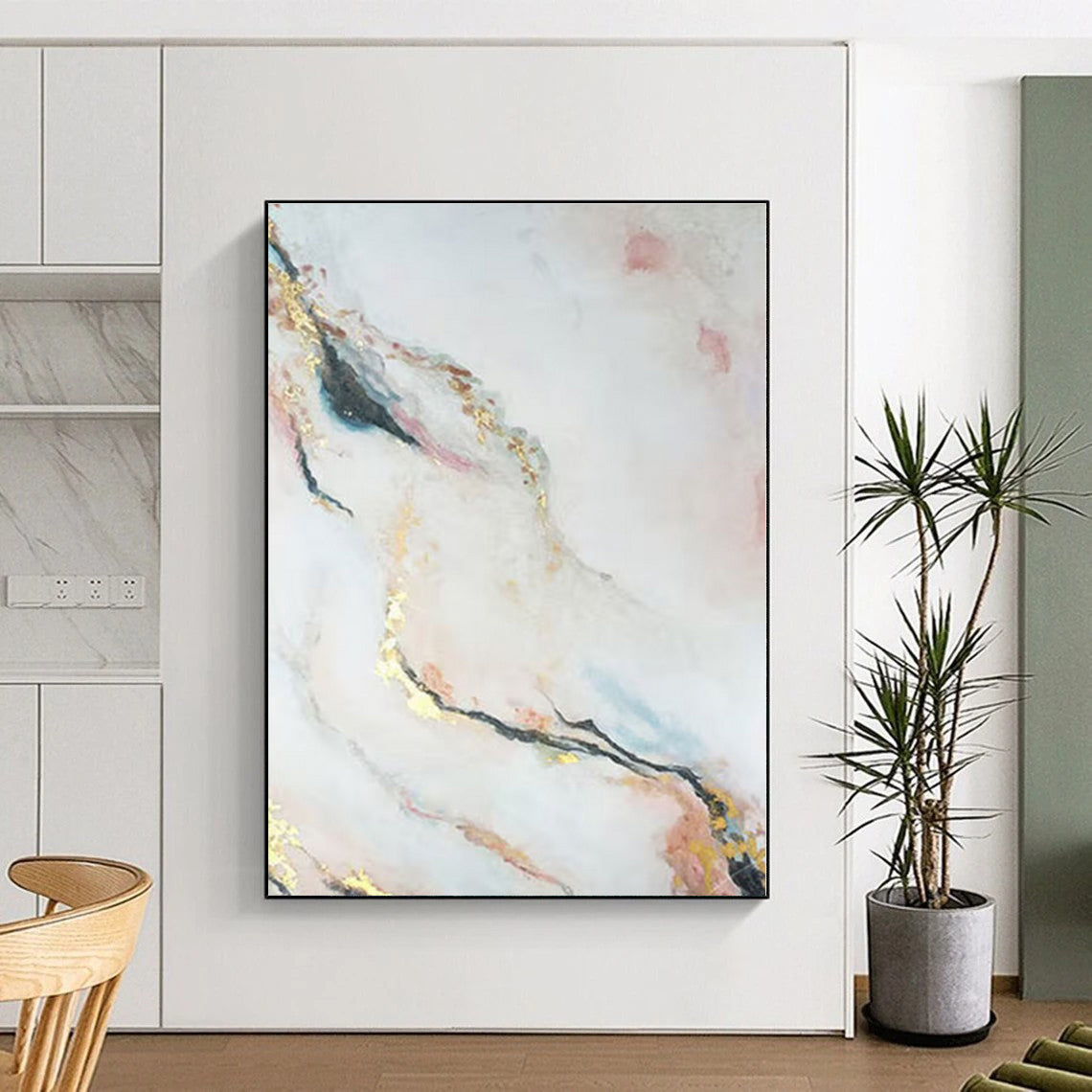 Gigantic Hand-Painted Abstract Painting for Hallway Stairwell Wall