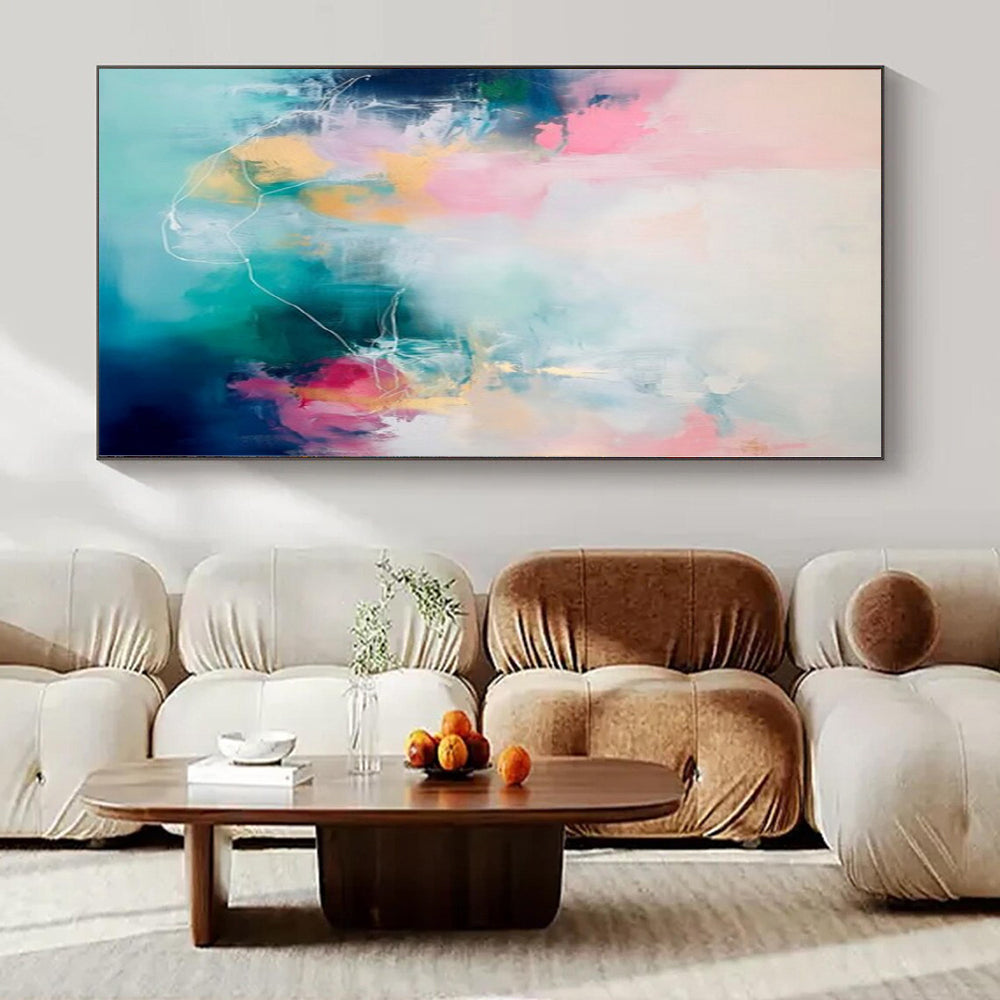 Oversized Hand-Painted Modern Abstract Mural for Dining Room Wine Cellar Areas