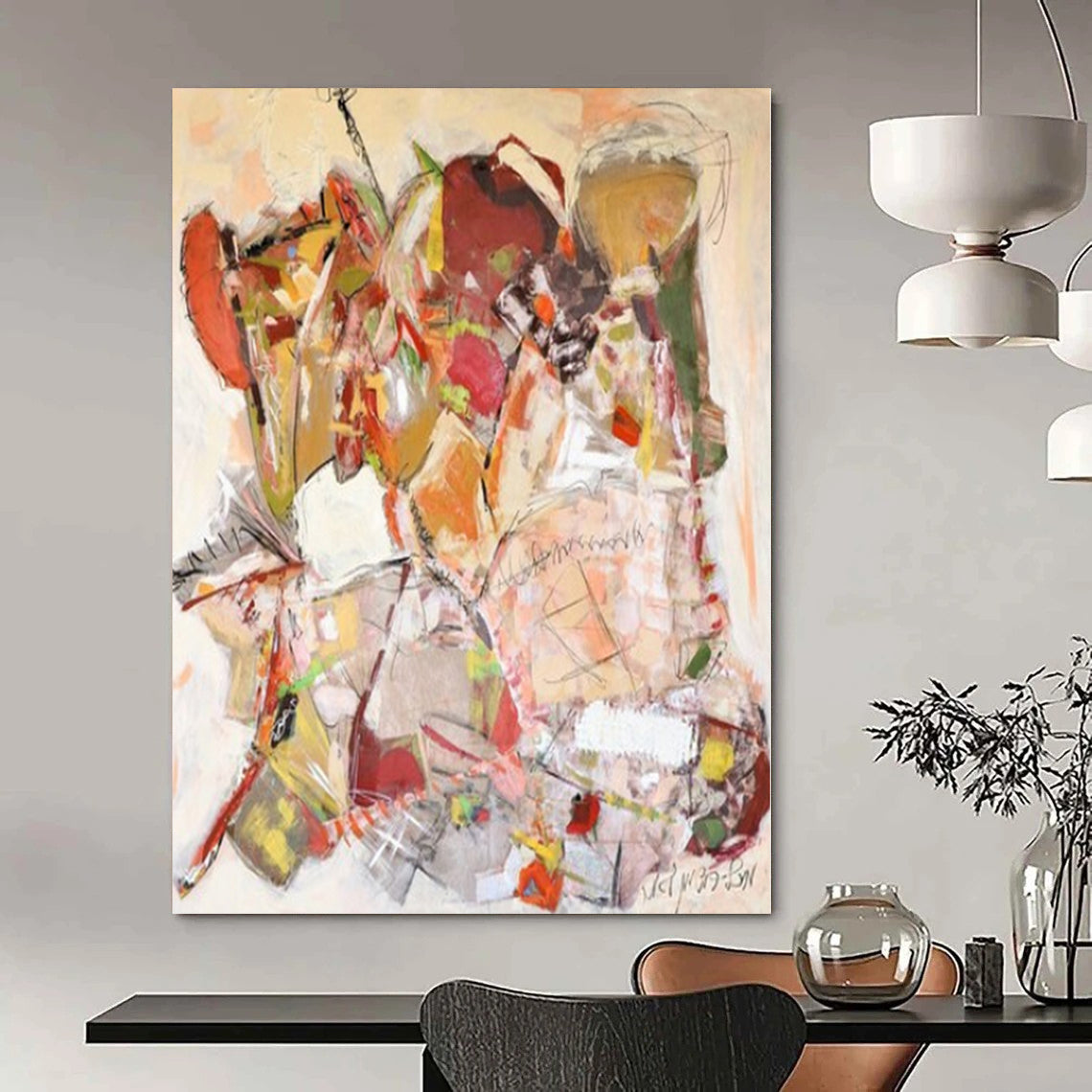 Super-Sized Hand-Painted Modern Abstract Wall Decor for Dining Room Behind Dining Sets