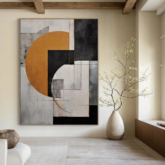 Textured Terracotta Hand-Painted Abstract Art for Mediterranean Dining Rooms