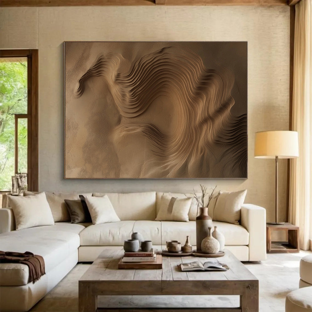 “Sandy Waves” - Earthy Browns, Textured Sand Patterns - Abstract Sand Art - Mixed Media HB1615
