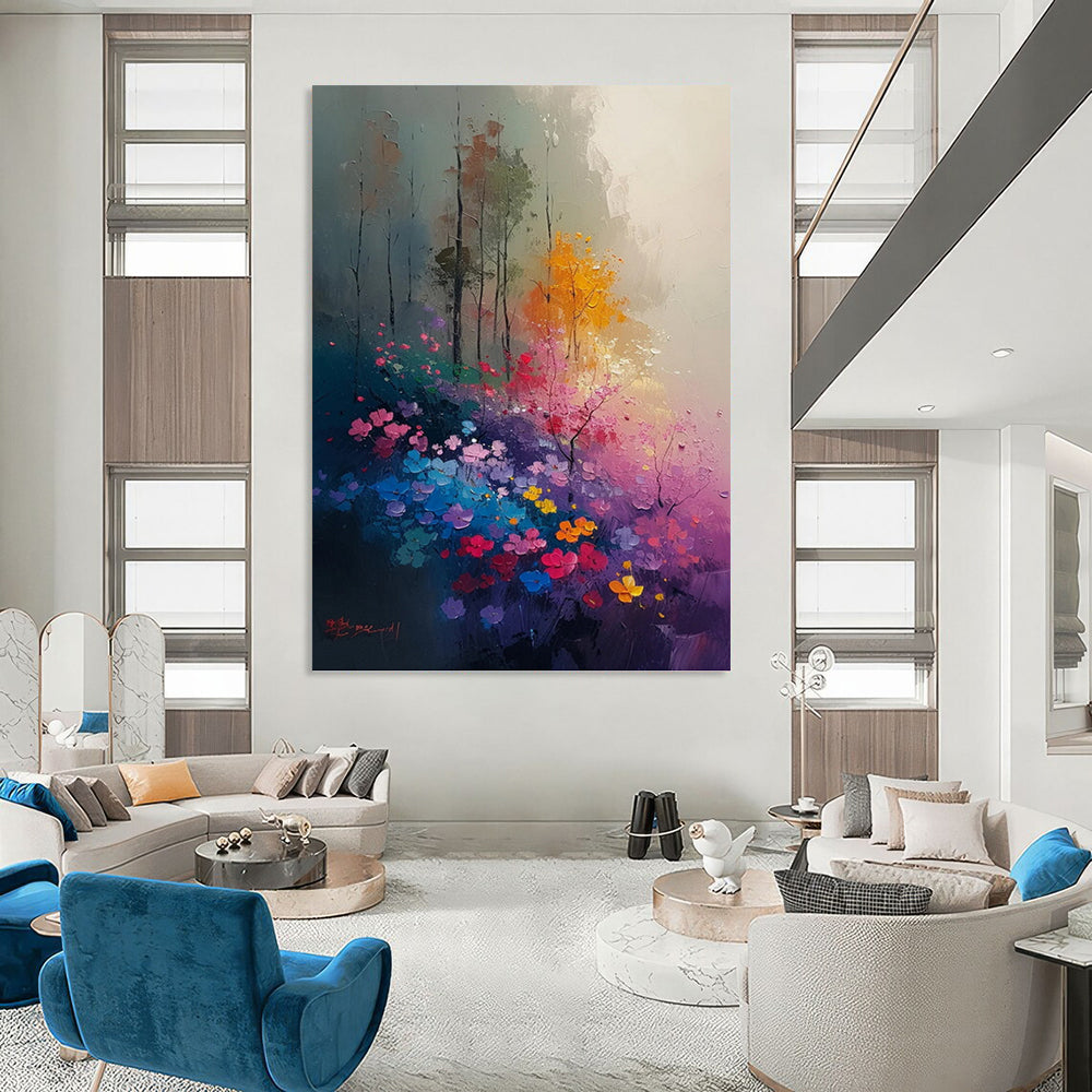 Titanic - Sized Vertical Hand - Painted Custom Abstract Enigma (with Diverse Textures), for Living Room and Hotel DKH1533
