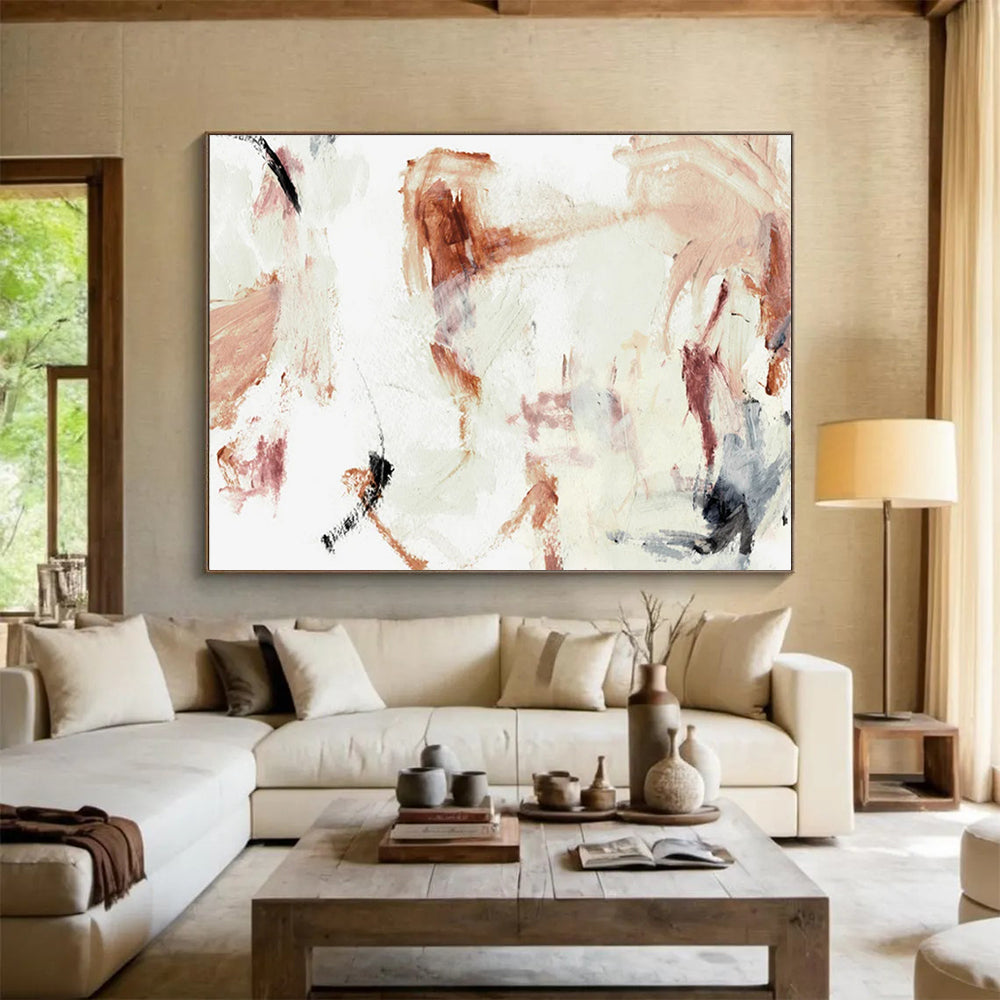 Warm Brown and Light Pink Abstract: Creating a Cozy Artistic Nook DLZ145