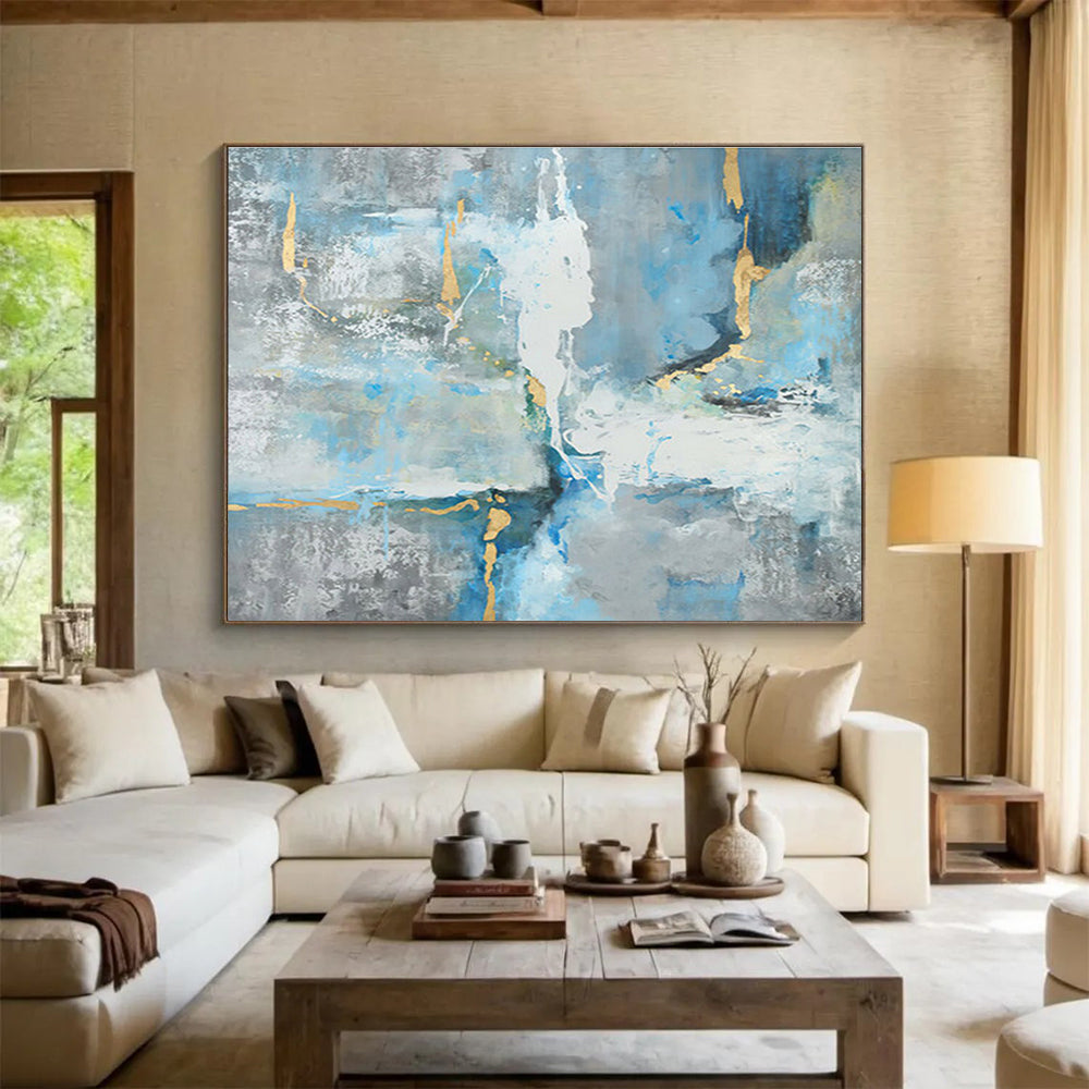 Large - Sized Hand - Painted Textured Abstract Painting for Accented Interiors DKH756
