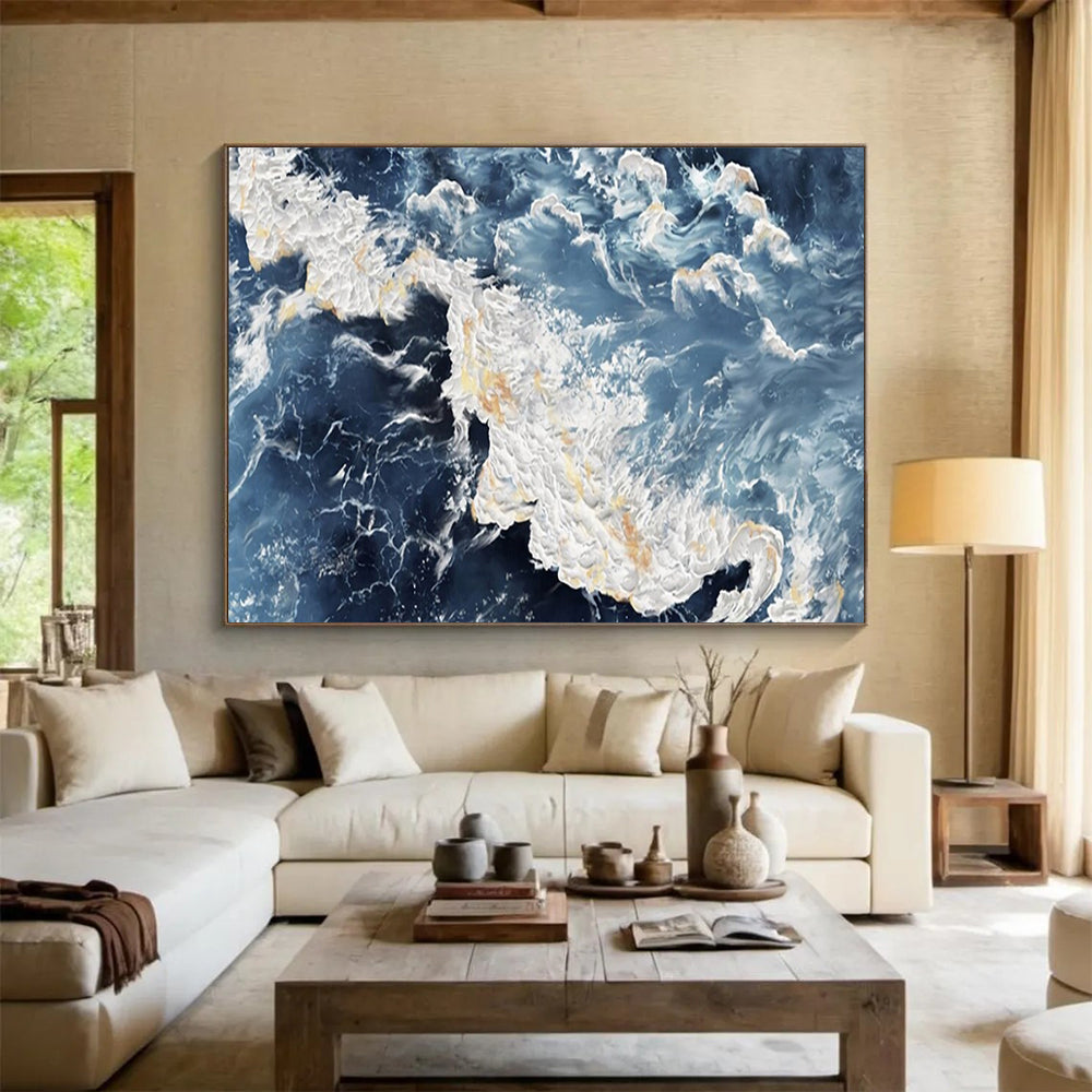 Vast-Sized Hand-Painted Abstract Canvases for Hotel & Entryway LargeART1528