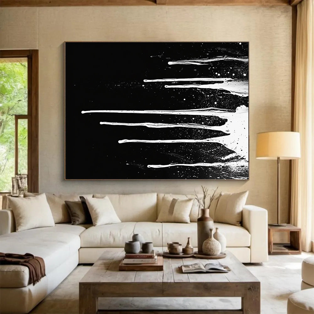 White Dripping Paint with Spots "Starry Drip" Painting On Canvas HB307