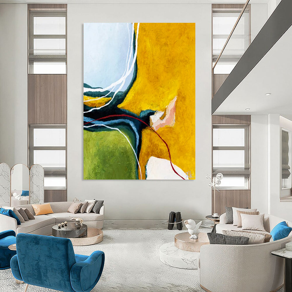 Ravishing Expansive Hand-Painted Abstract Artworks: Enchant Your Living Room & Hotel LargeART2387