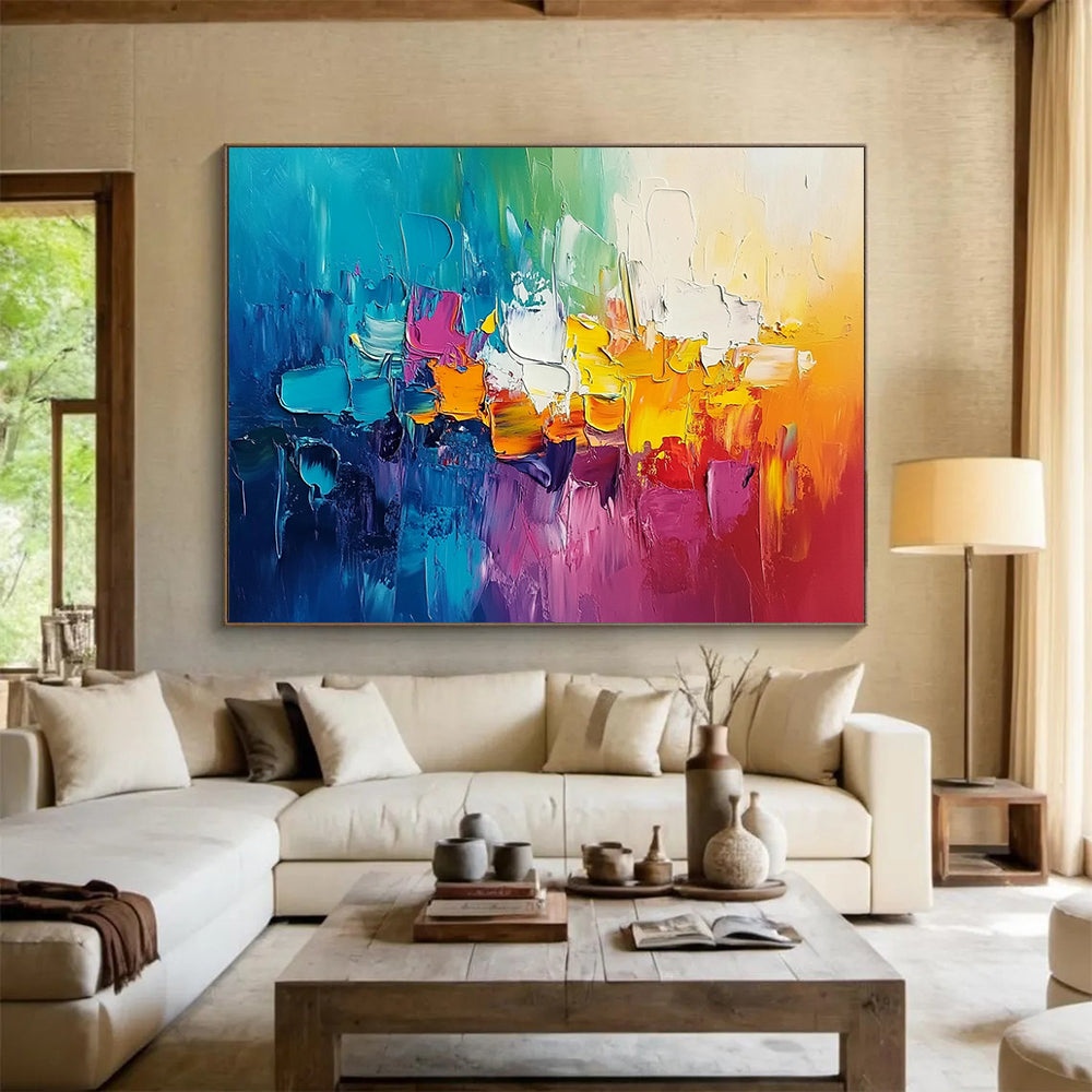“Vibrant Abstract Blocks” - Colorful Palette, Abstract Block Shapes Painting On Canvas HB0857