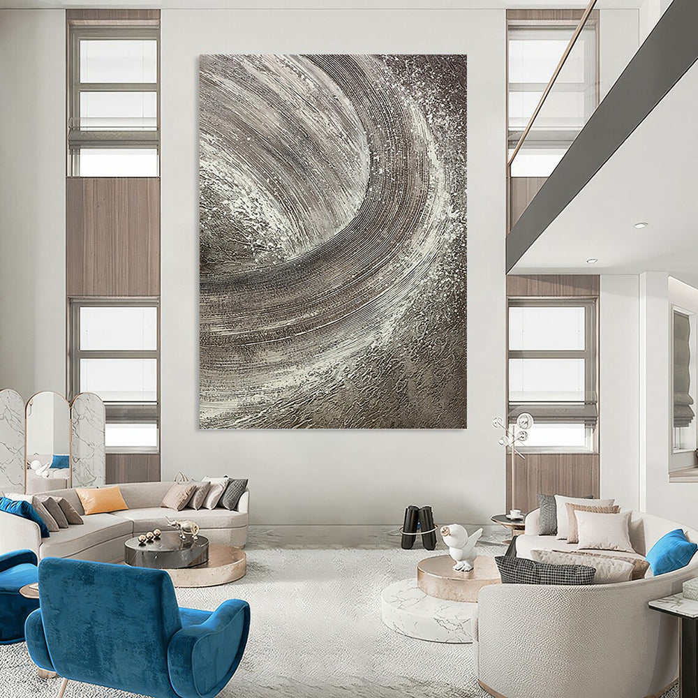 Grandiose - Extent Vertical Hand - Painted Textured Custom Abstract Crescendo, for Office and Bedroom DKH1542