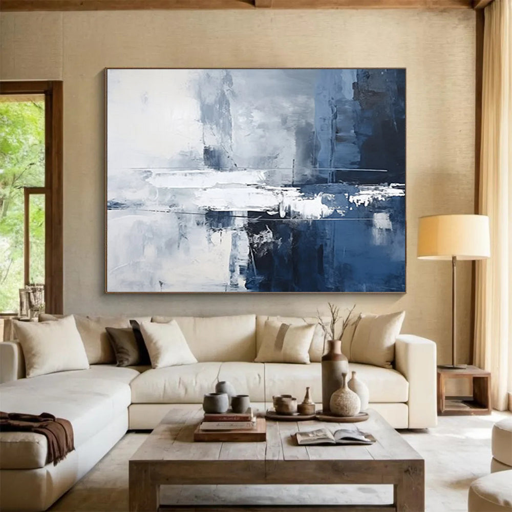 Blue - Gray Abstract Cityscape - Modern Office Decor DLZ103