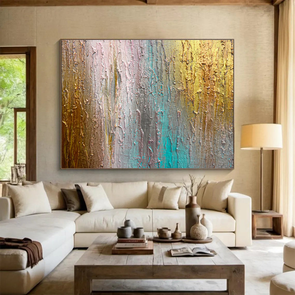 Cozy Large Abstract Painting with Plush Textured Surfaces for Bedroom & Hallway DKH916