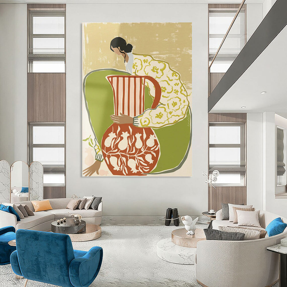 Artfully Designed Hand - Painted Textured Canvas Mural for Hallway & Bar DKH1145