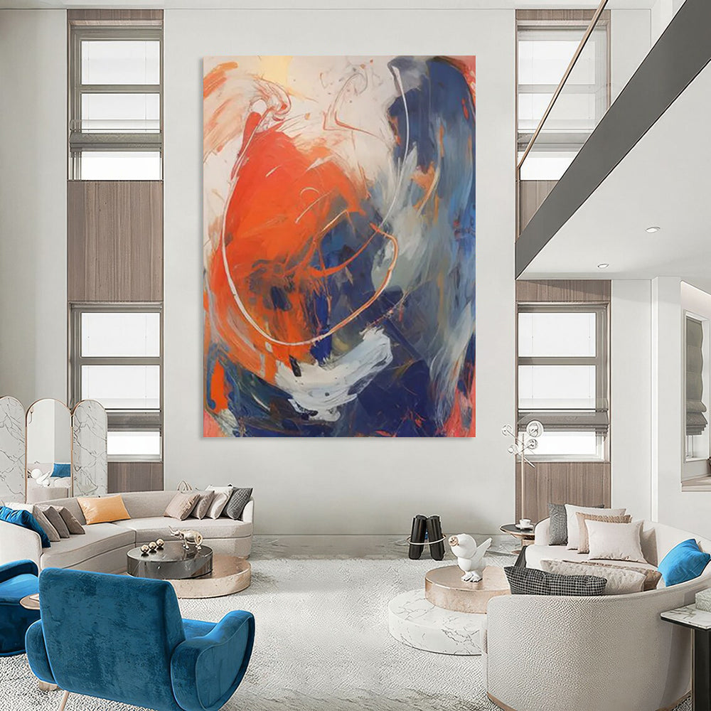 Lily Pads: Immense - Sized Hand - Painted Custom Abstract Artwork for Office and Dining Room DTP133