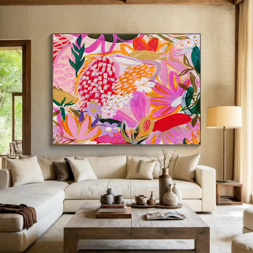 Large - Format Textured Hand - Painted Abstract Artwork for Space Accent DKH708