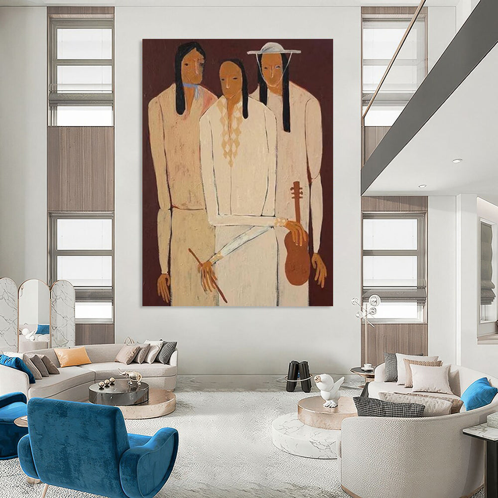 Meandering Textures: Giant Custom Abstract Canvas for Dining Room and Hallway DTP141
