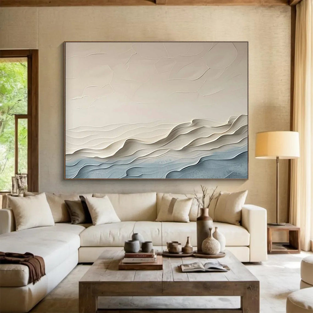 Textured Neutral Waves - Serene Living Room Art DLZ251