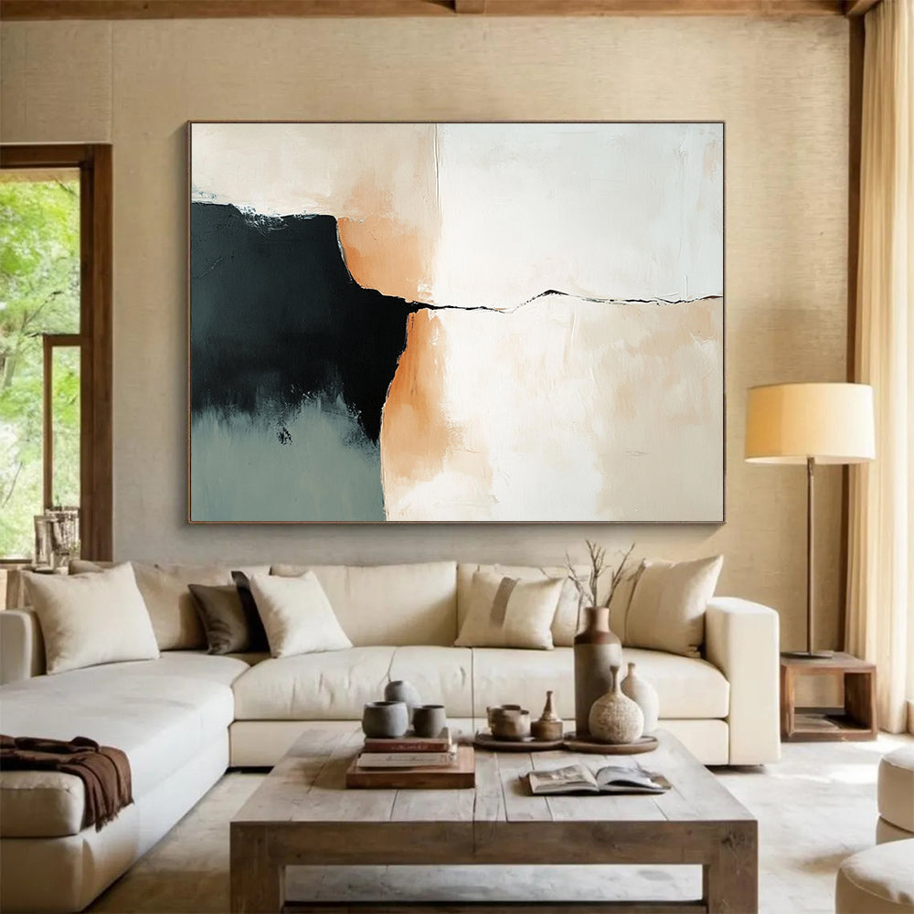 “Minimalist Color Block” - Black, Beige, Gray, Simple Geometric Shapes Painting On Canvas HB0950