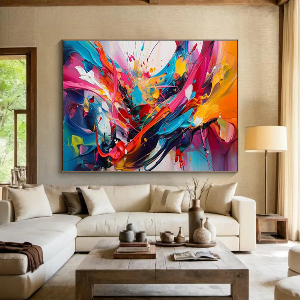 Large - Format Textured Hand - Painted Abstract Painting for Decor Upgrades DKH690