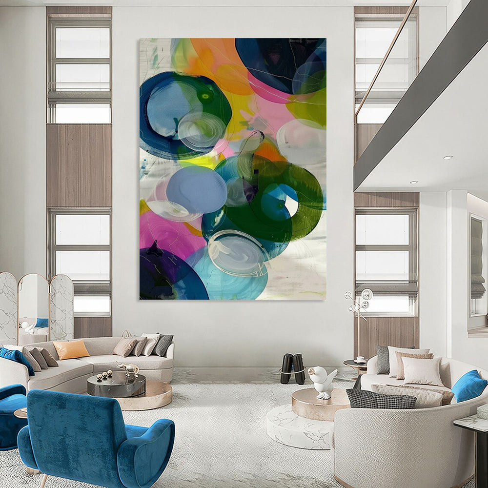Large Hand - Painted Custom Textured Abstract Mural for Bar & Hotel Lobby DKH0999