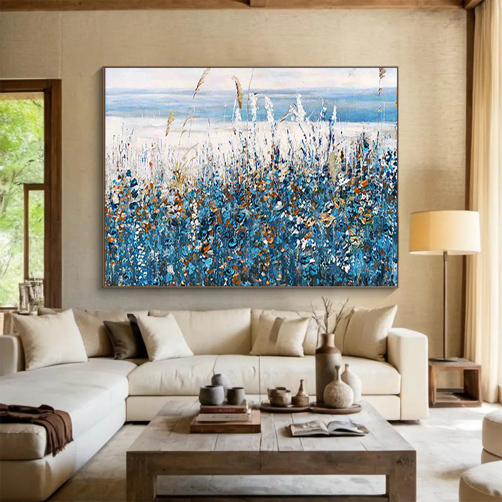 Coastal Wildflower Field - Serene Living Room or Bathroom Art DLZ203