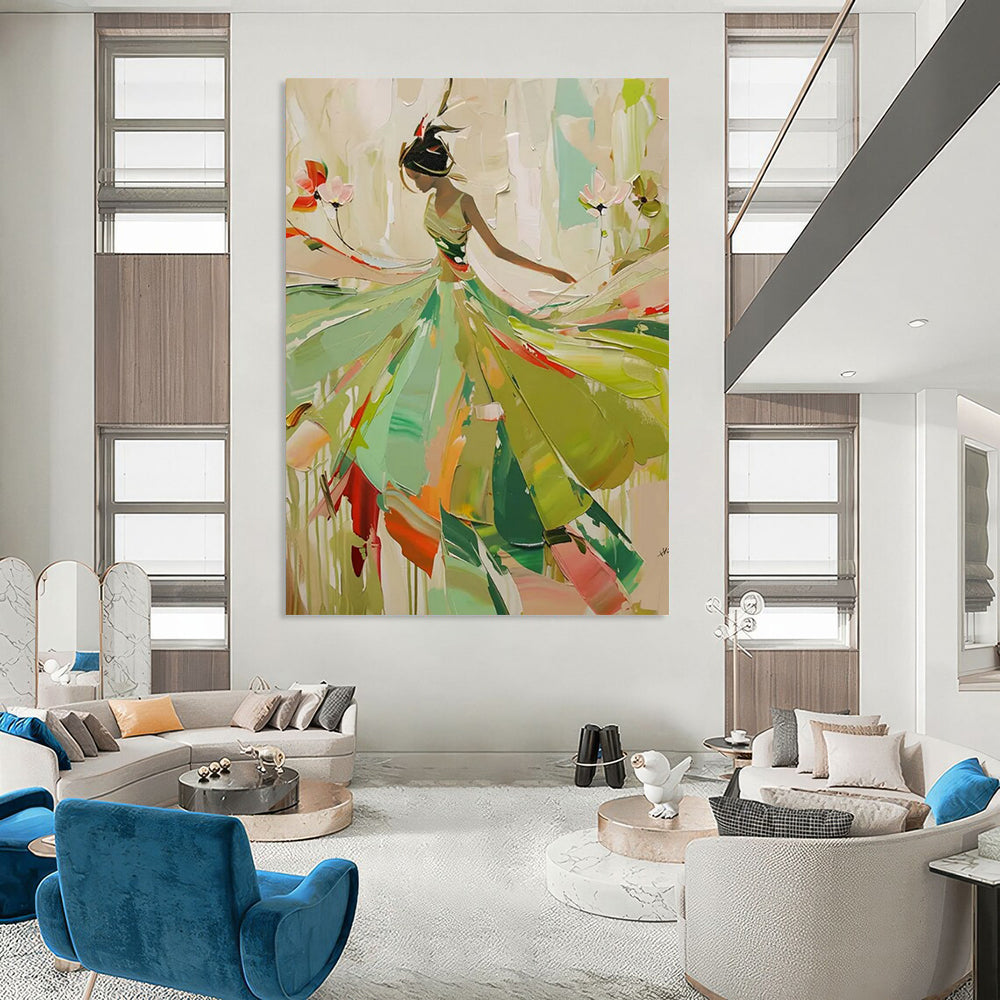 Aetherial Whispers: Hand - Painted Custom Abstract Canvas for Living Room and Bar DTP082