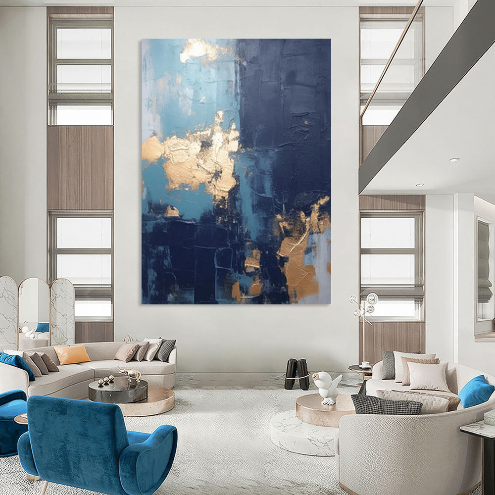 Snow - Capped Peaks: Monumental Hand - Painted Custom Abstract Art for Office and Hallway DTP130