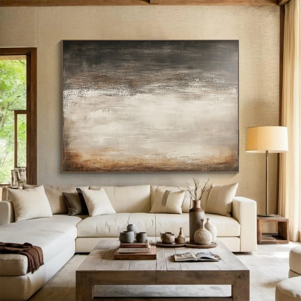“Neutral Textured Abstraction” - Muted browns, grays, beiges, Minimalist Textural Painting On Canvas HB0583
