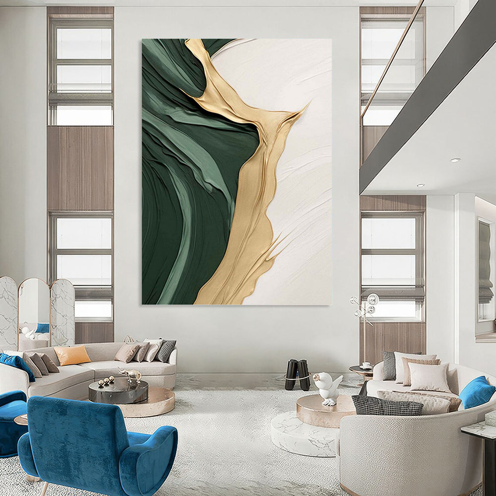 Oversized - Format Hand - Painted Textured Custom Abstract Gemstone, for Hotels and Entryway DKH1496