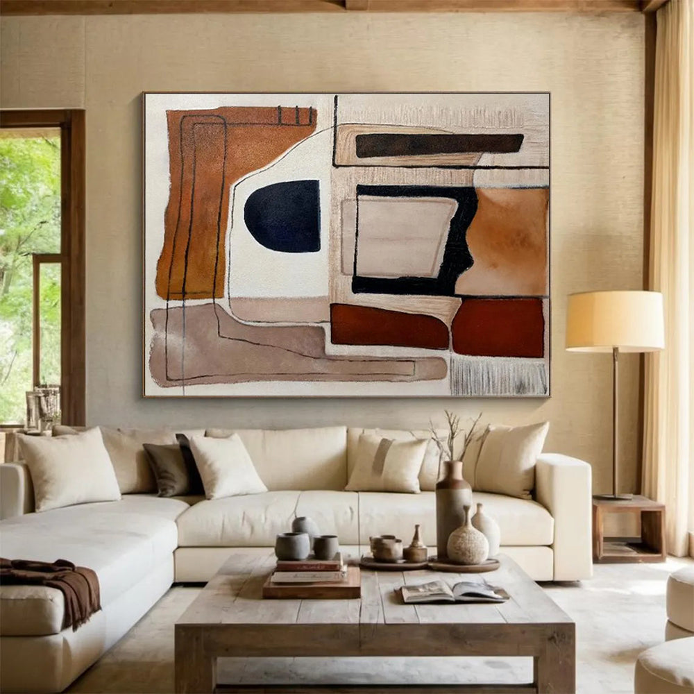Large - Format Hand - Painted Textured Abstract Painting for Decorative Impact DKH655