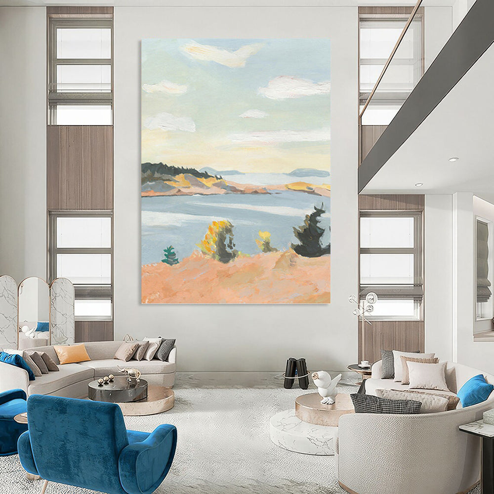 Large - Format Hand - Painted Custom Abstract Canvas (with Abundant Textures), for Decorating Living Room and Bar DKH1460