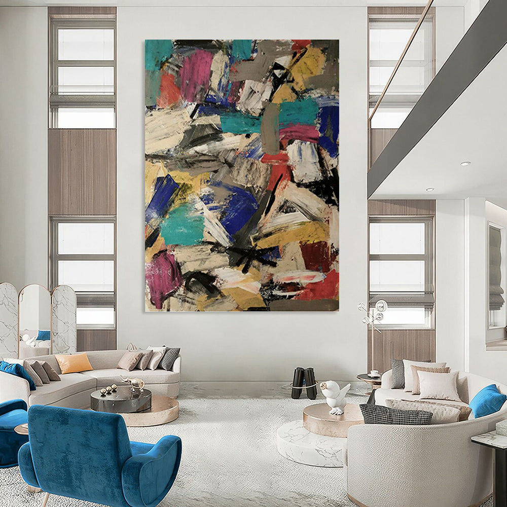 Vast Hand - Painted Custom Textured Canvas Abstract for Bar & Hotel Lobby DKH1039