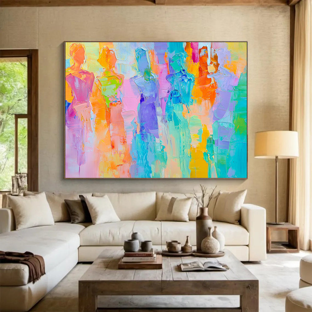 “Colorful Figure Silhouettes” - Bright Colors, Figure Shapes - Painting On Canvas HB1406