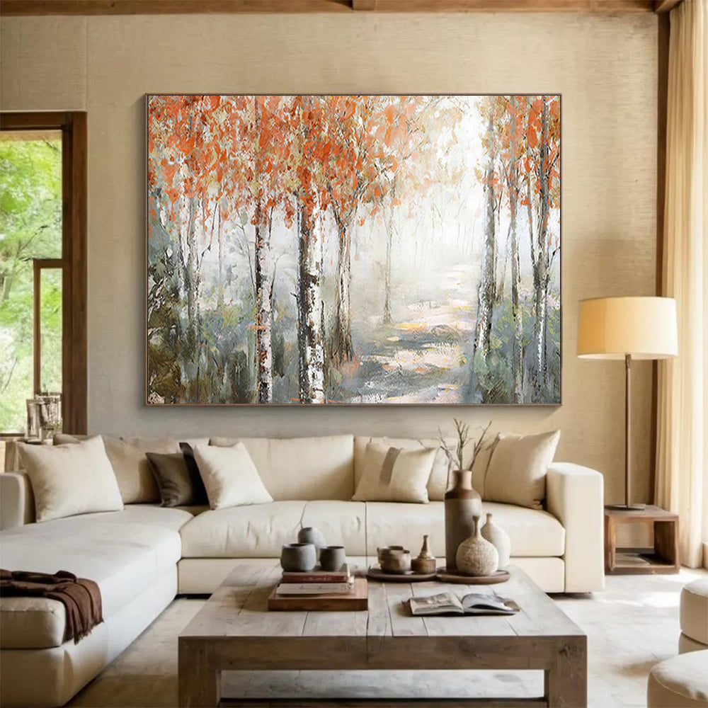 Misty Autumn Birch Forest - Enchanting Bedroom or Office Art DLZ222