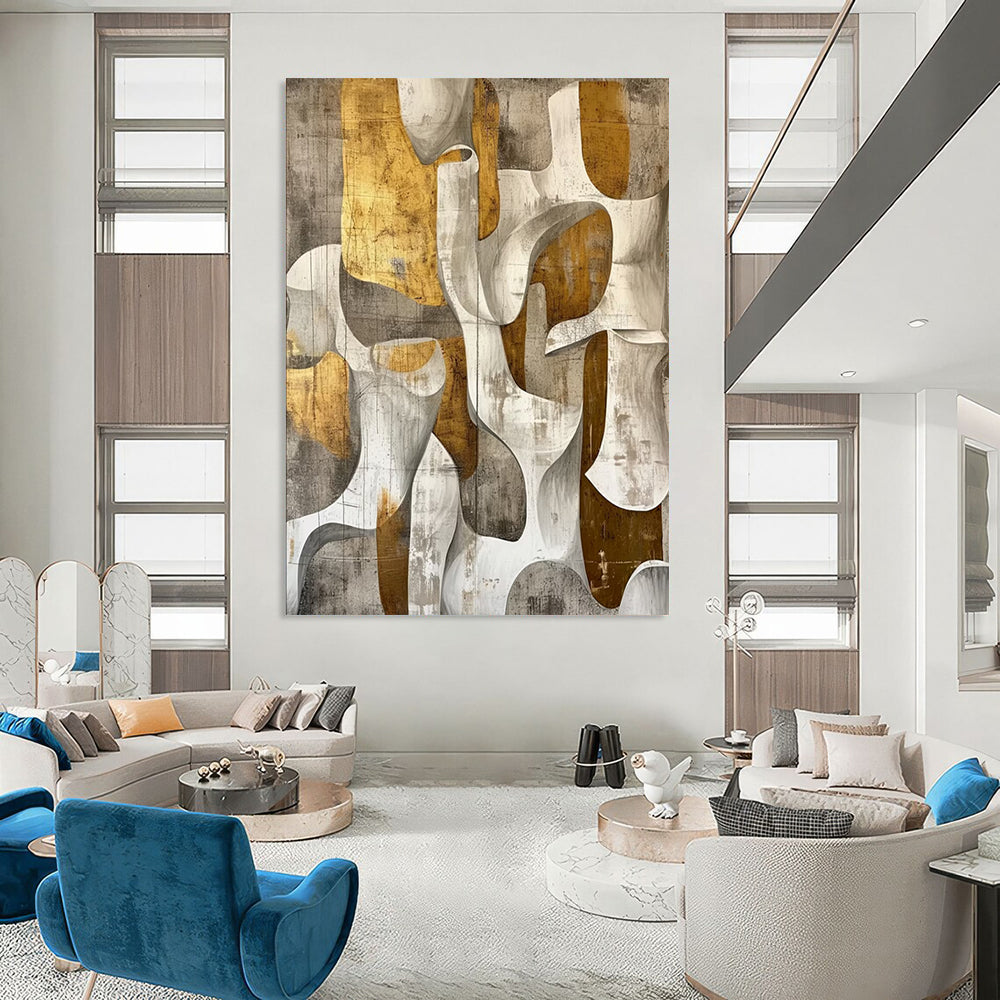 Large - Format Hand - Painted Custom Abstract Gemstone for Dining Room and Office DTP011