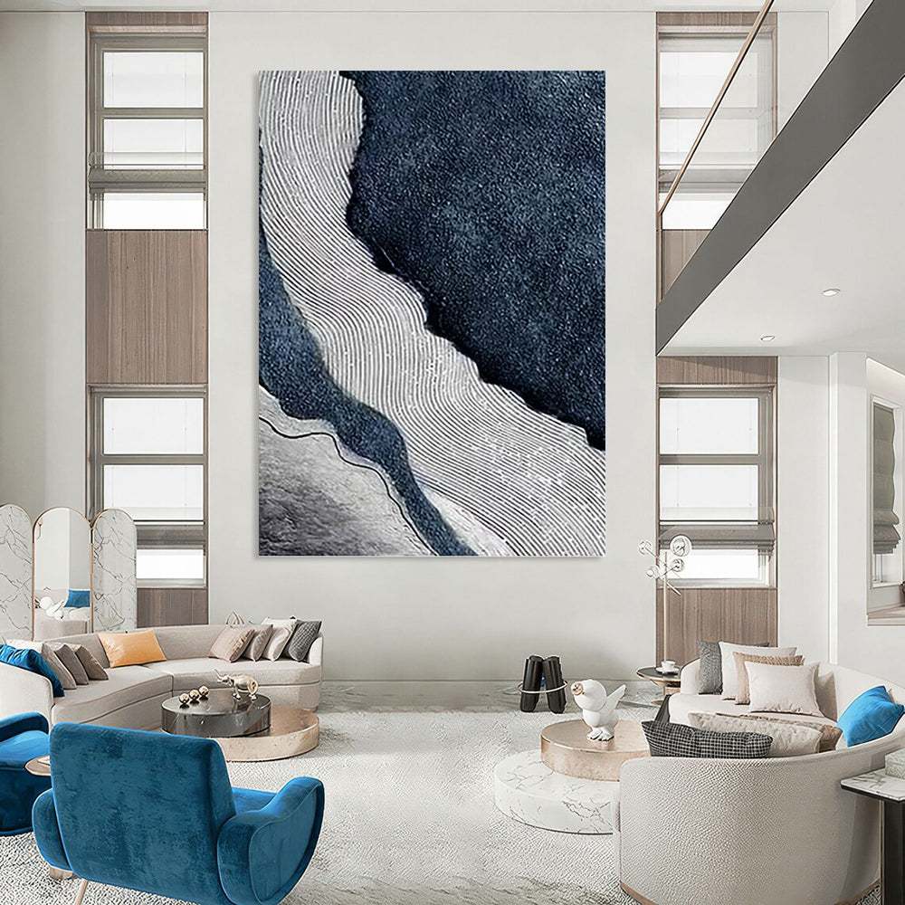 Enormous - Sized Vertical Hand - Painted Textured Custom Abstract Ode, for Living Room and Entryway DKH1536