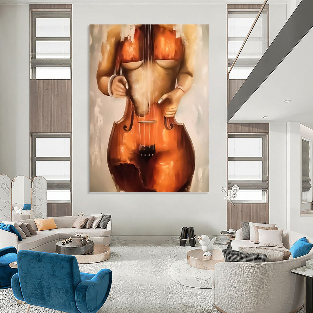 Vertical Hand - Painted Custom Abstract Gem for Living Room and Hotel DKH1648