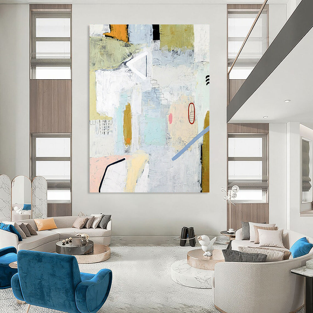 Glamorous Gigantic-Scale Hand-Painted Abstract Wall Murals: Enrich Your Dining Room & Living Room LargeART2390