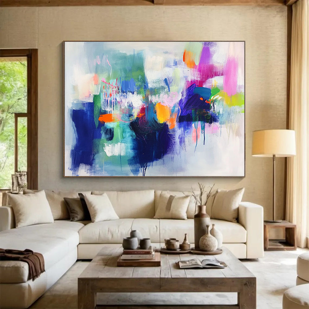 “Rainbow Abstraction” - Blue, Green, Purple, Vivid Strokes - Abstract Expressionist Acrylic Painting HB1544