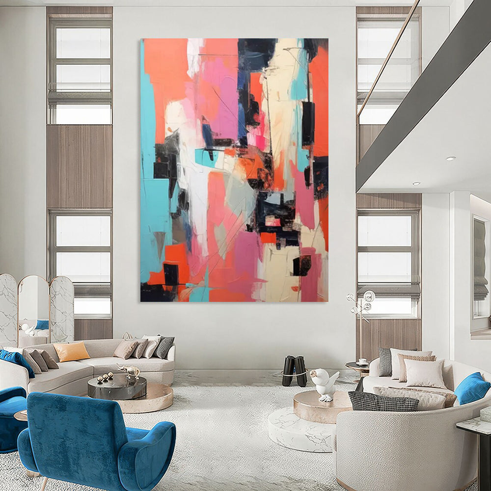Autumn Leaves: Immense - Scale Hand - Painted Custom Abstract Creation for Living Room and Office DTP127