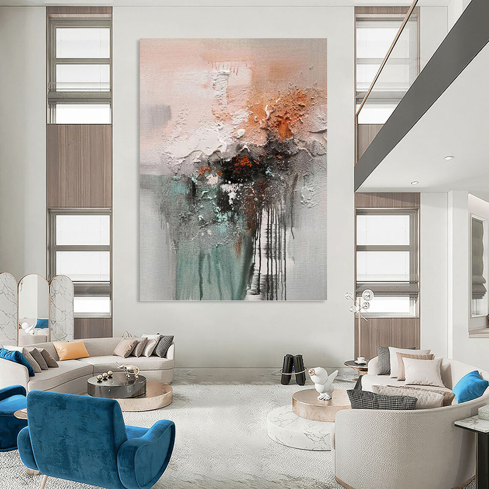 Uplifted Vertical Hand - Painted Textured Custom Abstract Ode for Living Room and Entryway DKH1564