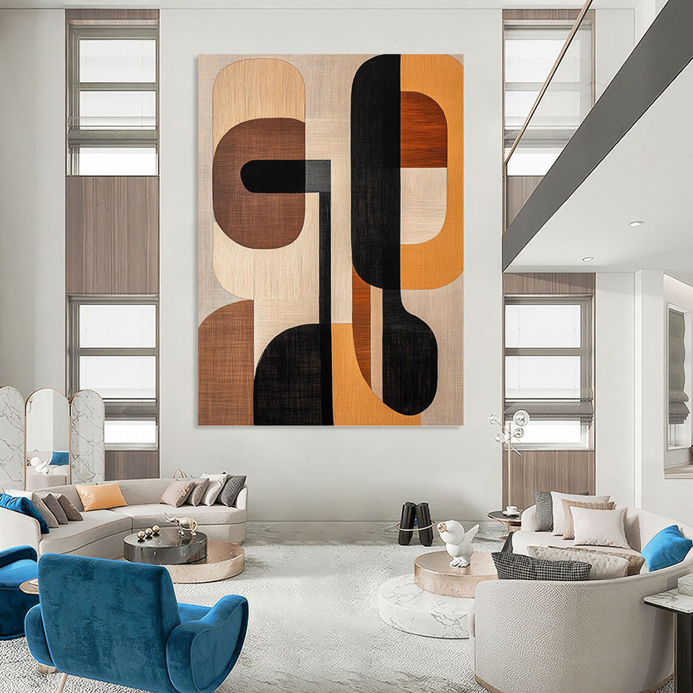 Regally Colossal Hand - Painted Textured Abstract Canvas for Ballroom & Event Hall DKH1242
