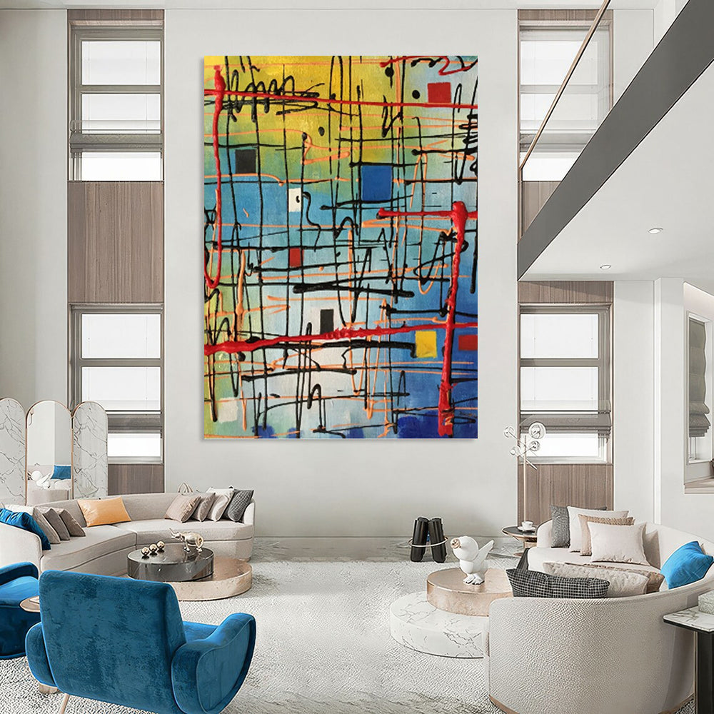 Grand Vertical Hand - Painted Textured Custom Abstract Artifact for Bedroom and Living Room DKH1582