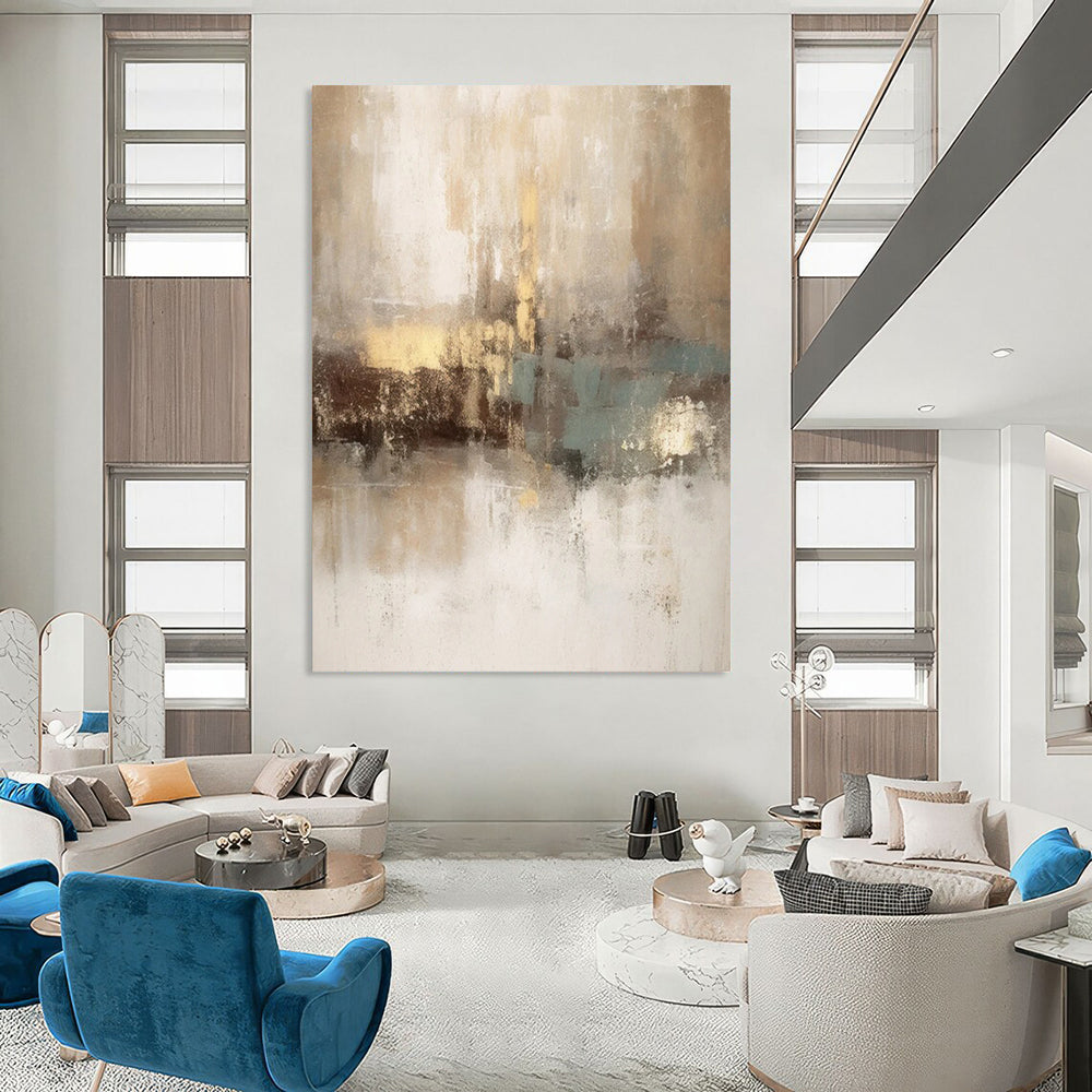 Monumental - Sized Hand - Painted Custom Abstract Work for Hallway and Dining Room DTP068