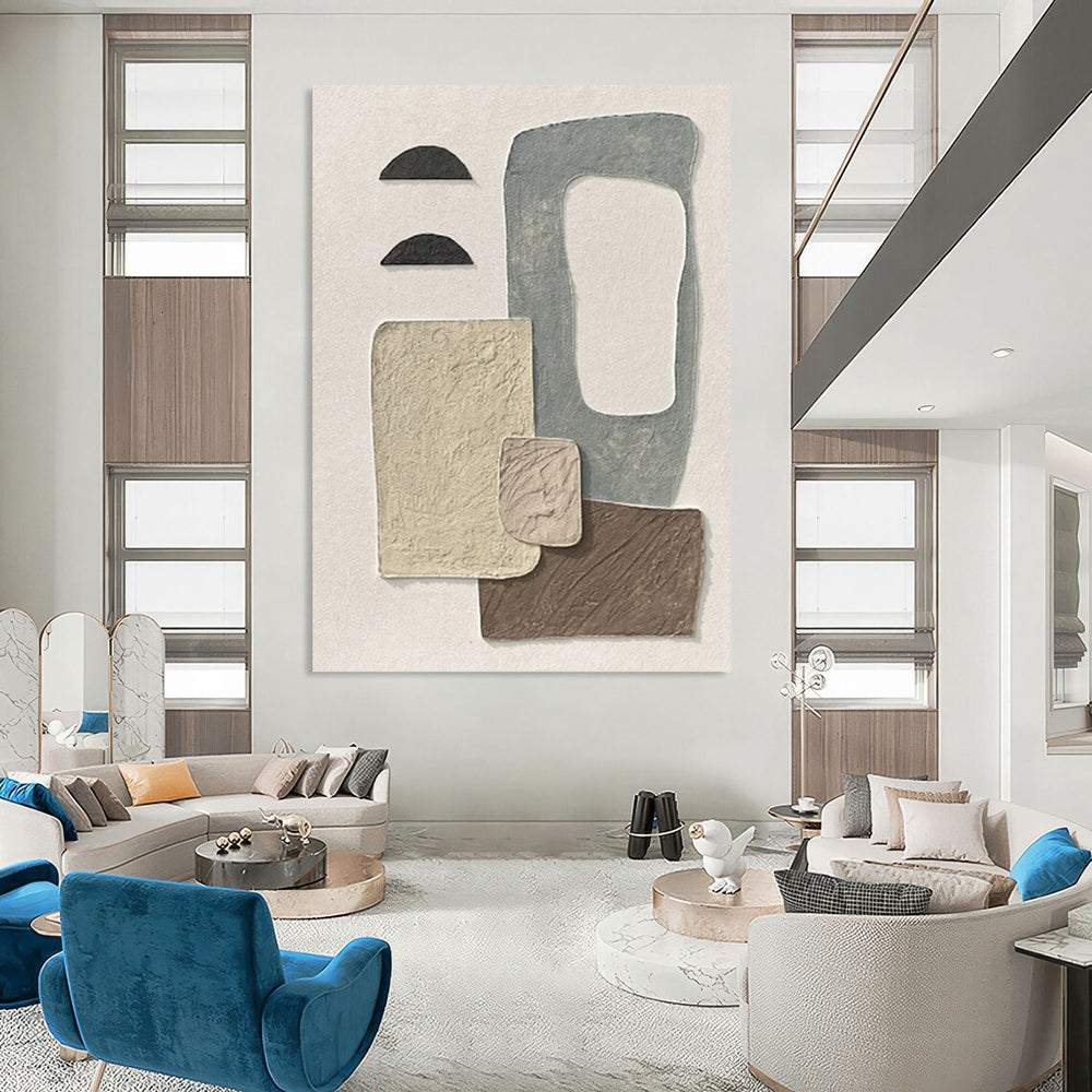 Custom - Designed by Designers: Hand - Rendered Textured Canvas Painting for Office & Hallway DKH1135