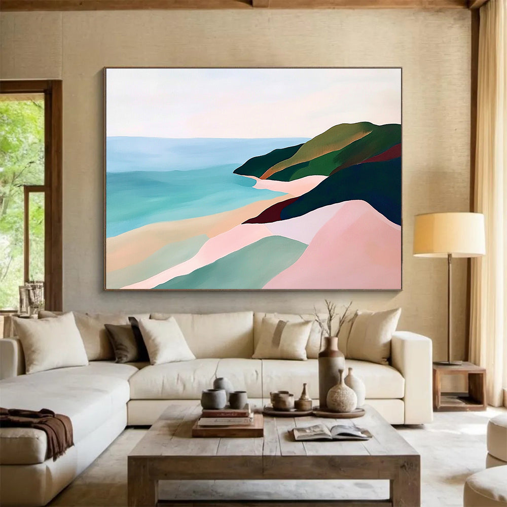 “Pastel Coastal Cliffs” - Pinks, Greens, Blues, Coastal Cliffs - Abstract Acrylic Painting HB1590