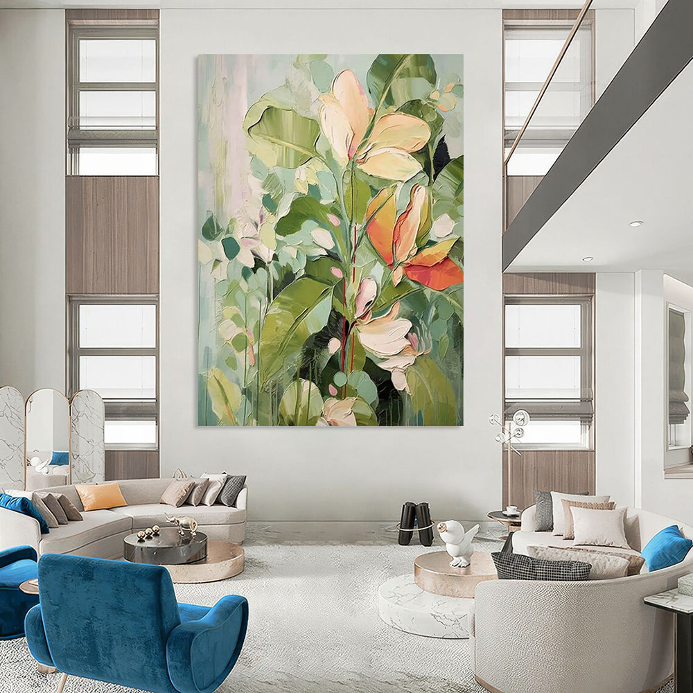 Luminary Trails: Oversized Hand - Painted Textured Custom Abstract Painting for Bedroom and Office DTP083
